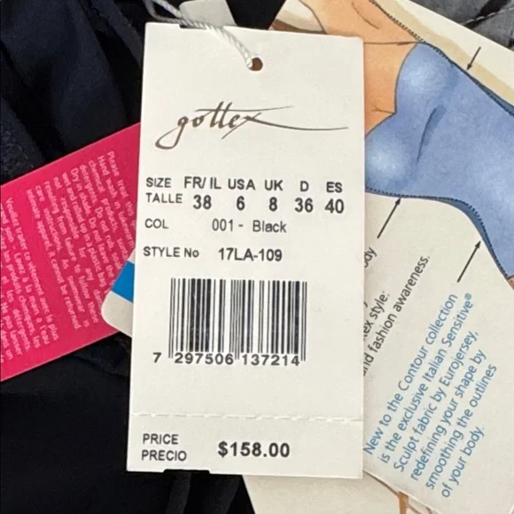 Gottex Black Swimsuit One Piece Sz 6 NWR